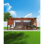 12 X 20 FT Wood Pergola, Retractable Shade Canopy, Outdoor Wooden Pergola for Patio