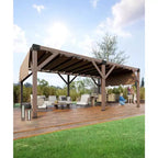 12 X 20 FT Wood Pergola, Retractable Shade Canopy, Outdoor Wooden Pergola for Patio