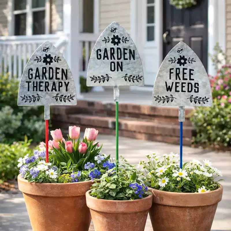 The Lakeside Collection Humorous Shovel Garden Stakes - Set of 3 -