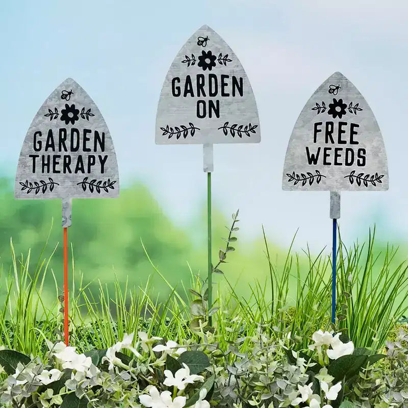 The Lakeside Collection Humorous Shovel Garden Stakes - Set of 3 -