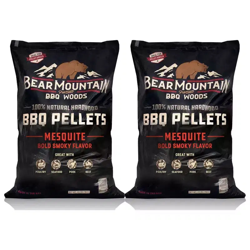 Bear Mountain BBQ Premium All Natural Mesquite Smoker Wood Chip Pellets for Outdoor Gas, Charcoal, and Electric Grills, 40 Pound (2 Pack)