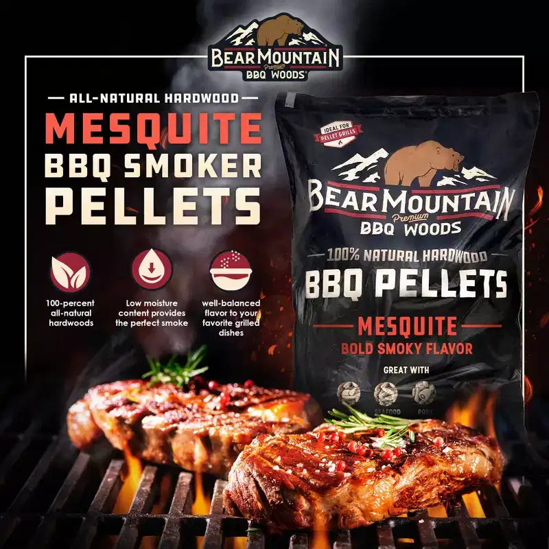 Bear Mountain BBQ Premium All Natural Mesquite Smoker Wood Chip Pellets for Outdoor Gas, Charcoal, and Electric Grills, 40 Pound (2 Pack)