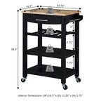 Ellaine 4 Tier Butcher Block Kitchen Cart with Drawer and Wine Rack