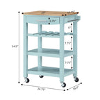 Ellaine 4 Tier Butcher Block Kitchen Cart with Drawer and Wine Rack