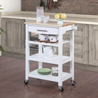 Ellaine 4 Tier Butcher Block Kitchen Cart with Drawer and Wine Rack