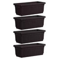 HC Companies 24 Inch Long Fluted Plastic Venetian Garden Window Container Planter Box for Flowers, Vegetables, or Succulents, Black (4 Pack)