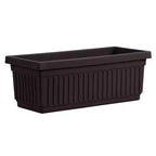 HC Companies 24 Inch Long Fluted Plastic Venetian Garden Window Container Planter Box for Flowers, Vegetables, or Succulents, Black (4 Pack)