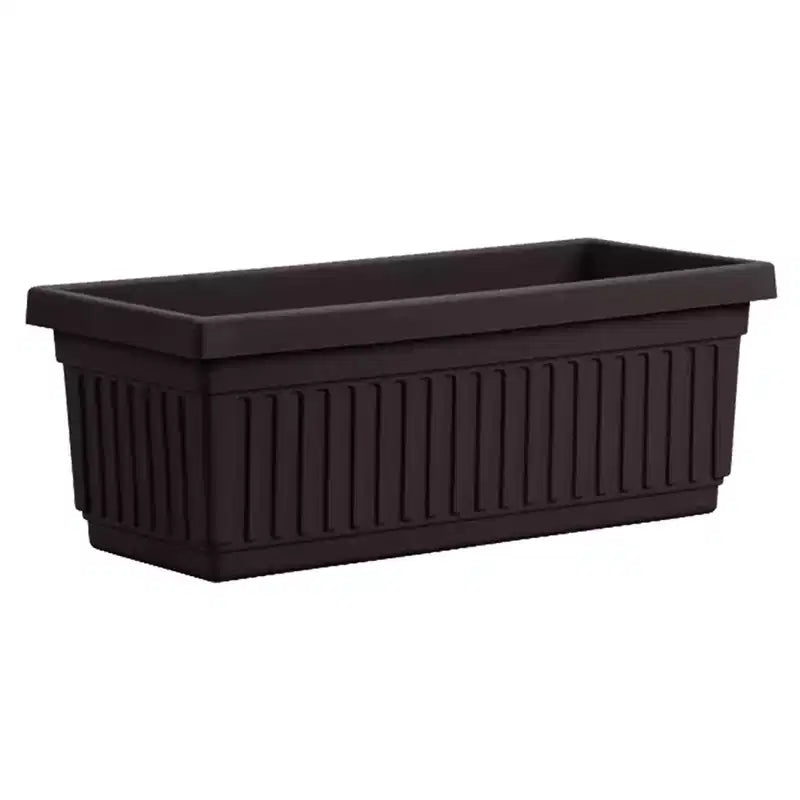 HC Companies 24 Inch Long Fluted Plastic Venetian Garden Window Container Planter Box for Flowers, Vegetables, or Succulents, Black (4 Pack)