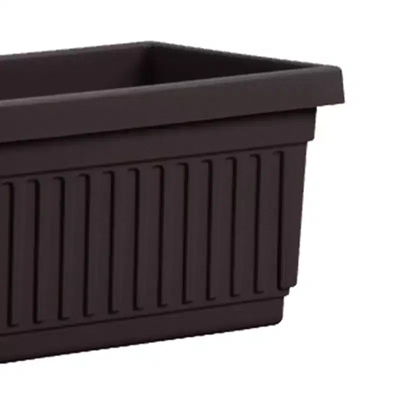 HC Companies 24 Inch Long Fluted Plastic Venetian Garden Window Container Planter Box for Flowers, Vegetables, or Succulents, Black (4 Pack)