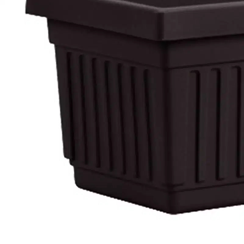 HC Companies 24 Inch Long Fluted Plastic Venetian Garden Window Container Planter Box for Flowers, Vegetables, or Succulents, Black (4 Pack)