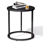 Crestlive Products Patio Side Table, Chaise Lounge Table, Snack End Table, Metal Round Coffee Bistro Table for Indoor Outdoor (Black)