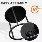 Crestlive Products Patio Side Table, Chaise Lounge Table, Snack End Table, Metal Round Coffee Bistro Table for Indoor Outdoor (Black)