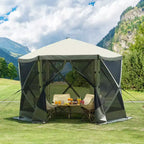 Pop Up Gazebo Screen Tent 10x10 FT 6-Sided Canopy Shelter with Removable Privacy Wind Cloths and Mesh