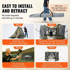 Pop Up Gazebo Screen Tent 10x10 FT 6-Sided Canopy Shelter with Removable Privacy Wind Cloths and Mesh