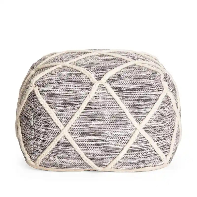 Jani Kirkwood Lake 22-inch Blue Pouf Ottoman - Handmade Footrest for Living Room, Bedroom, Nursery, Kidsroom