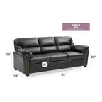 Olney W Flared Arm Faux Leather Straight Sofa in Black