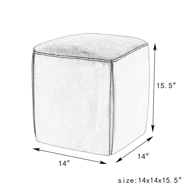 Adeco 14 Small Ottoman Footrest Stool- Velvet Seating Stool Ottoman