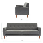 ADAIR Modern Tufted Linen Sofa with Armrest Pockets by Crown Comfort