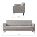 ADAIR Modern Tufted Linen Sofa with Armrest Pockets by Crown Comfort