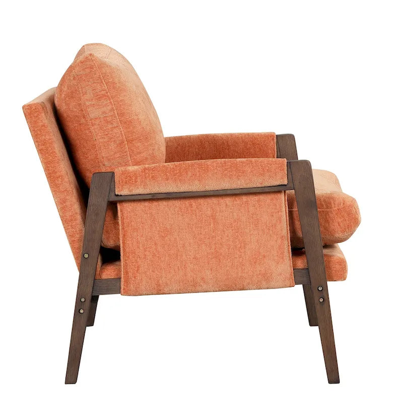 Mid-Century Velvet Solid Wood Accent Chair with Thick Seat Cushion