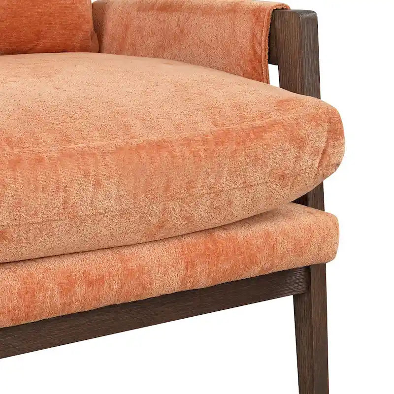 Mid-Century Velvet Solid Wood Accent Chair with Thick Seat Cushion