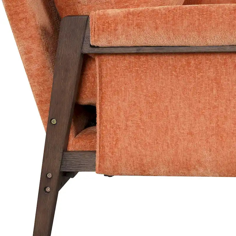 Mid-Century Velvet Solid Wood Accent Chair with Thick Seat Cushion