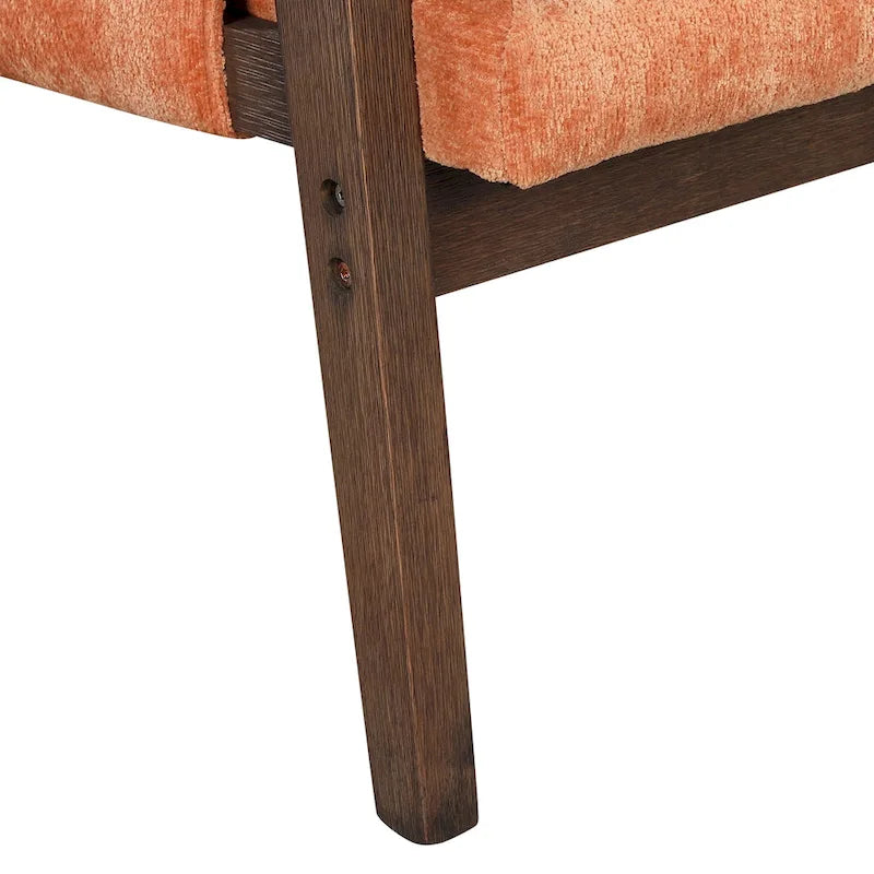 Mid-Century Velvet Solid Wood Accent Chair with Thick Seat Cushion