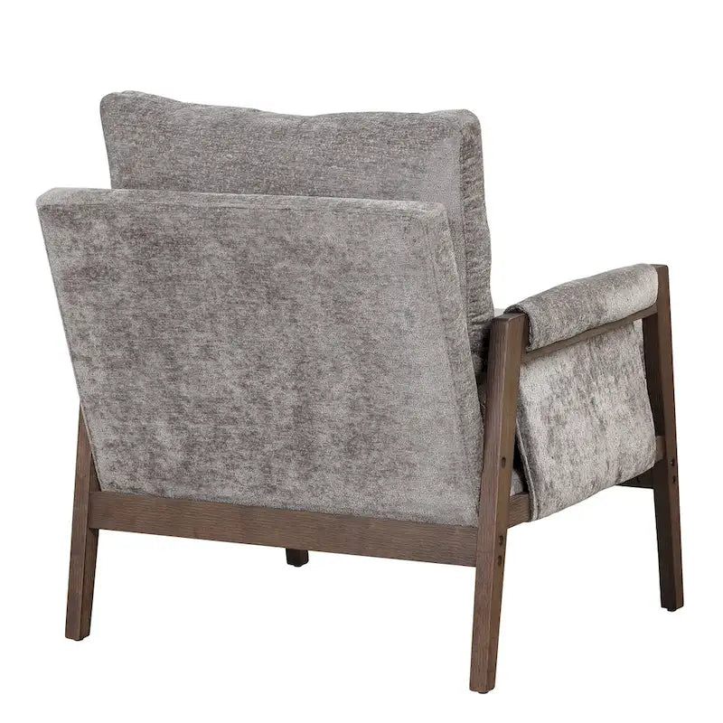 Mid-Century Velvet Solid Wood Accent Chair with Thick Seat Cushion