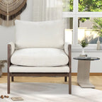 Mid-Century Velvet Solid Wood Accent Chair with Thick Seat Cushion