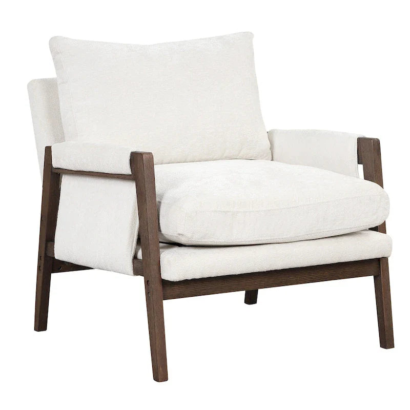 Mid-Century Velvet Solid Wood Accent Chair with Thick Seat Cushion