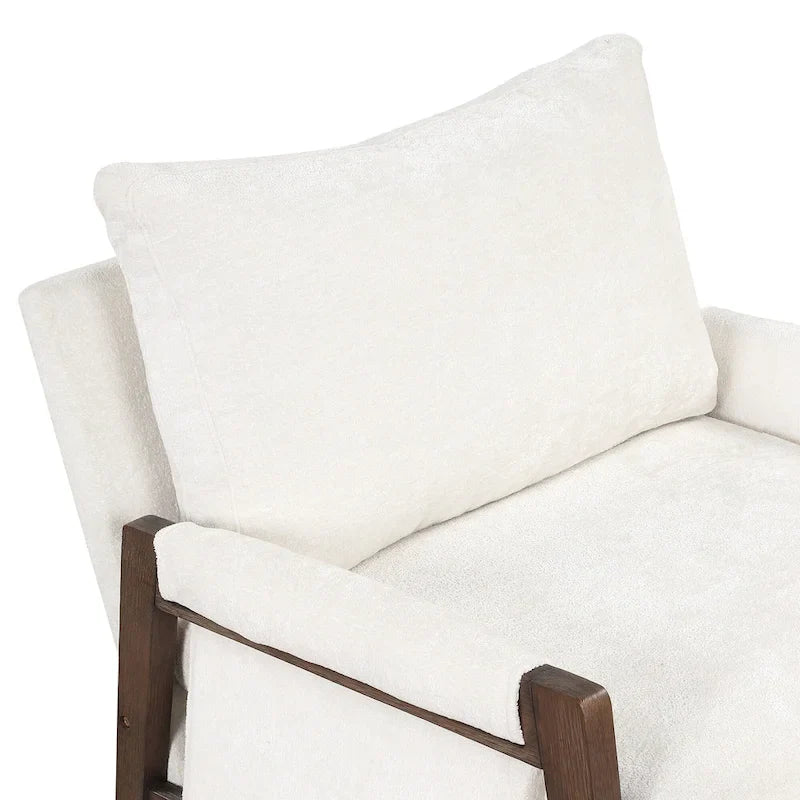 Mid-Century Velvet Solid Wood Accent Chair with Thick Seat Cushion