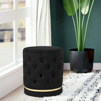 Adeco 18.3 Height Button Tufted Upholstered Round Ottoman