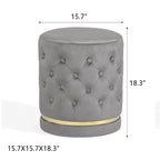 Adeco 18.3 Height Button Tufted Upholstered Round Ottoman