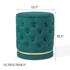Adeco 18.3 Height Button Tufted Upholstered Round Ottoman