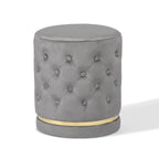Adeco 18.3 Height Button Tufted Upholstered Round Ottoman