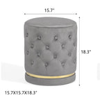 Adeco 18.3 Height Button Tufted Upholstered Round Ottoman