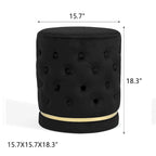 Adeco 18.3 Height Button Tufted Upholstered Round Ottoman