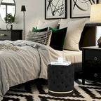 Adeco 18.3 Height Button Tufted Upholstered Round Ottoman