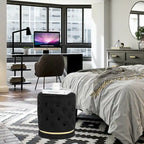 Adeco 18.3 Height Button Tufted Upholstered Round Ottoman
