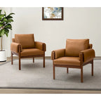 Tiago Comfy Glossy Living Room Armchair with Solid Wood Base Set of 2