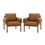 Tiago Comfy Glossy Living Room Armchair with Solid Wood Base Set of 2