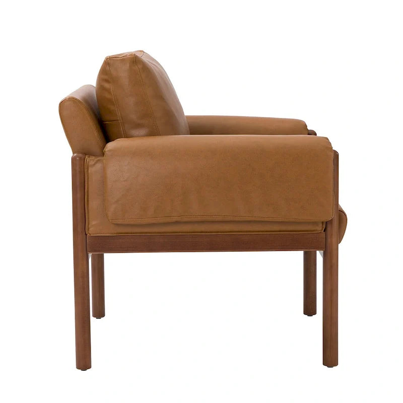 Tiago Comfy Glossy Living Room Armchair with Solid Wood Base Set of 2