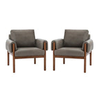 Tiago Comfy Glossy Living Room Armchair with Solid Wood Base Set of 2