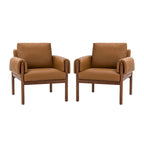 Tiago Comfy Glossy Living Room Armchair with Solid Wood Base Set of 2