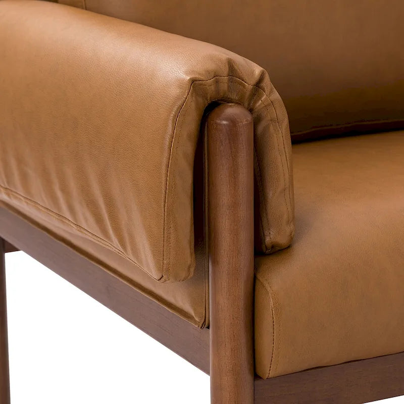 Tiago Comfy Glossy Living Room Armchair with Solid Wood Base Set of 2