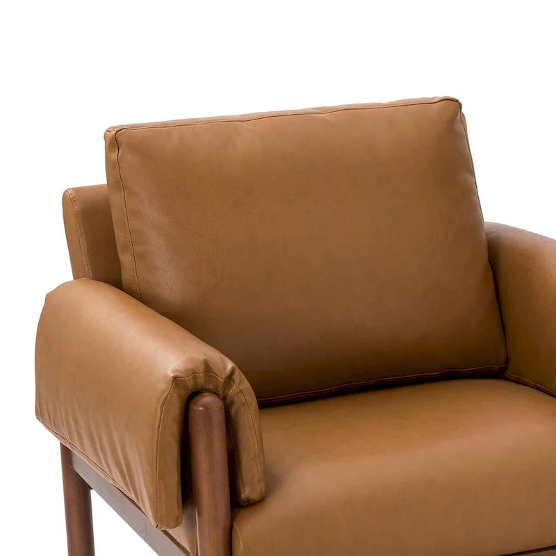 Tiago Comfy Glossy Living Room Armchair with Solid Wood Base Set of 2