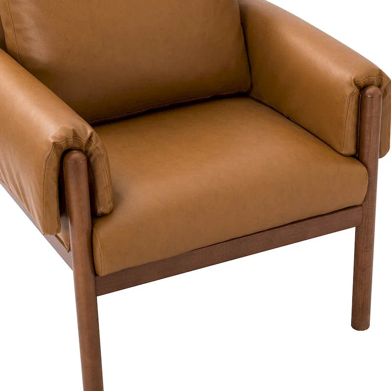 Tiago Comfy Glossy Living Room Armchair with Solid Wood Base Set of 2