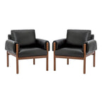 Tiago Comfy Glossy Living Room Armchair with Solid Wood Base Set of 2