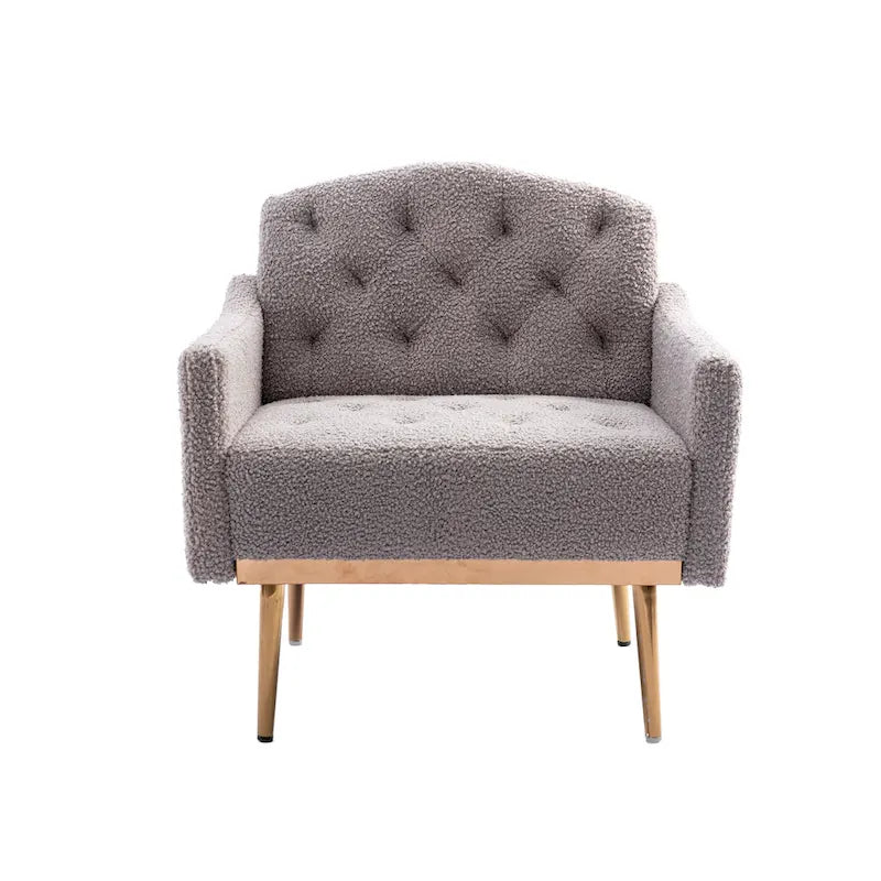 Teddy Fabric Upholstered Tufted Accent Chair With Rose Golden feet