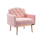 Teddy Fabric Upholstered Tufted Accent Chair With Rose Golden feet